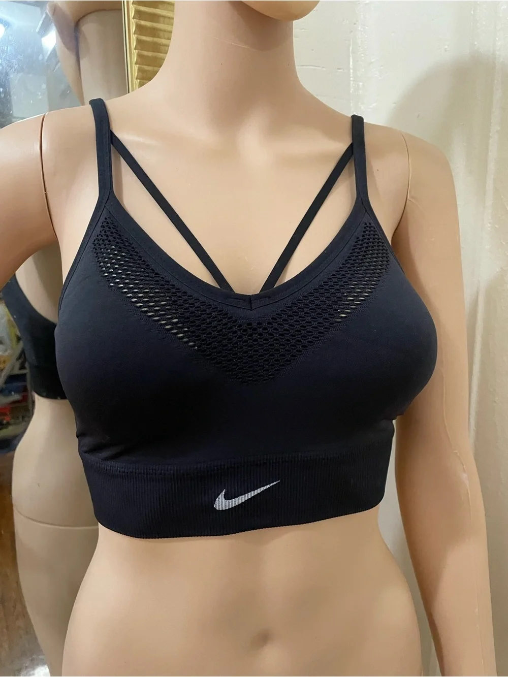 Nike Black Strappy V-Neck Sports Bra